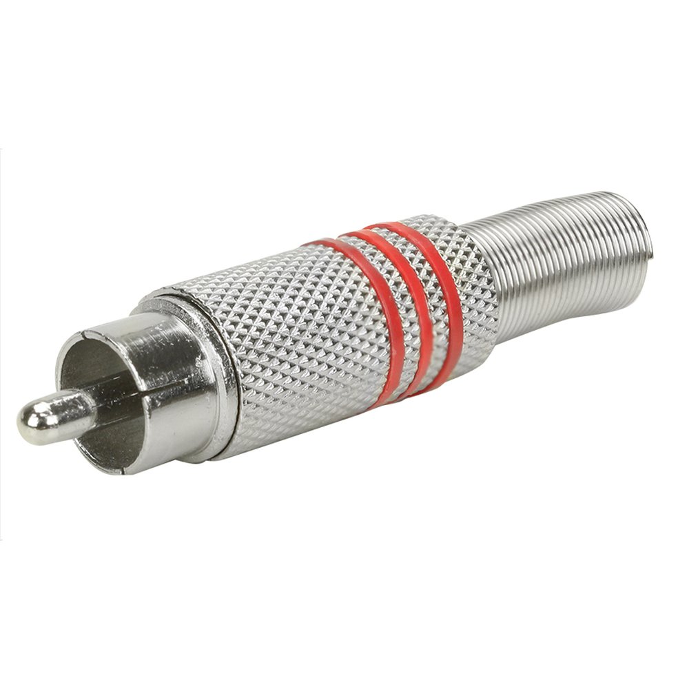 Plug RCA Níquel - 6MM Vermelho - Macho