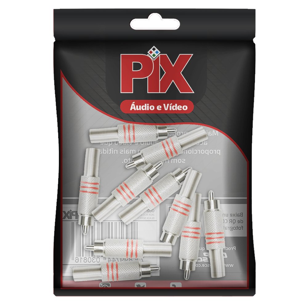 Plug RCA Níquel - 6MM Vermelho - Macho