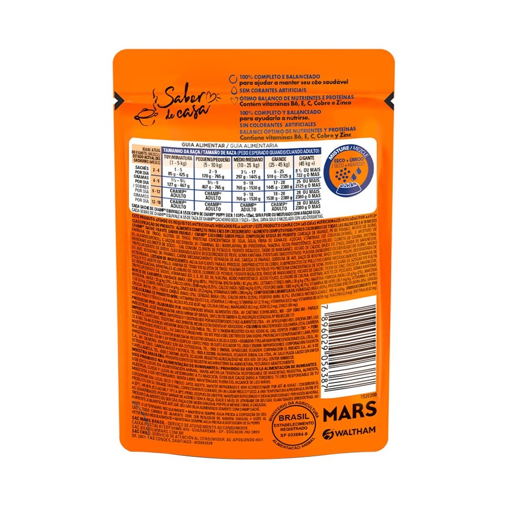 Ração Para Cachorro Filhote Champ Frango Sache 85G - Embalagem com 20 Unidades