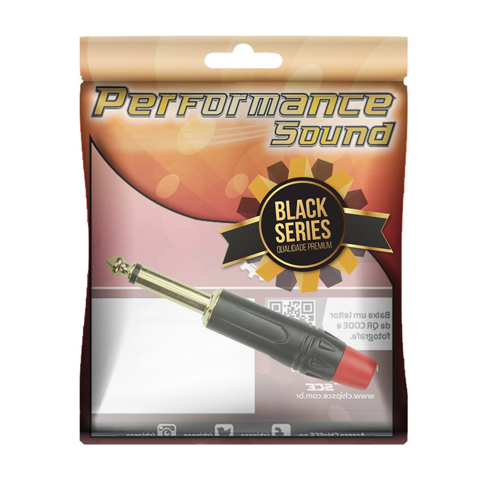 Plug P10 Black Series - P10 Mono Vermelho - Macho