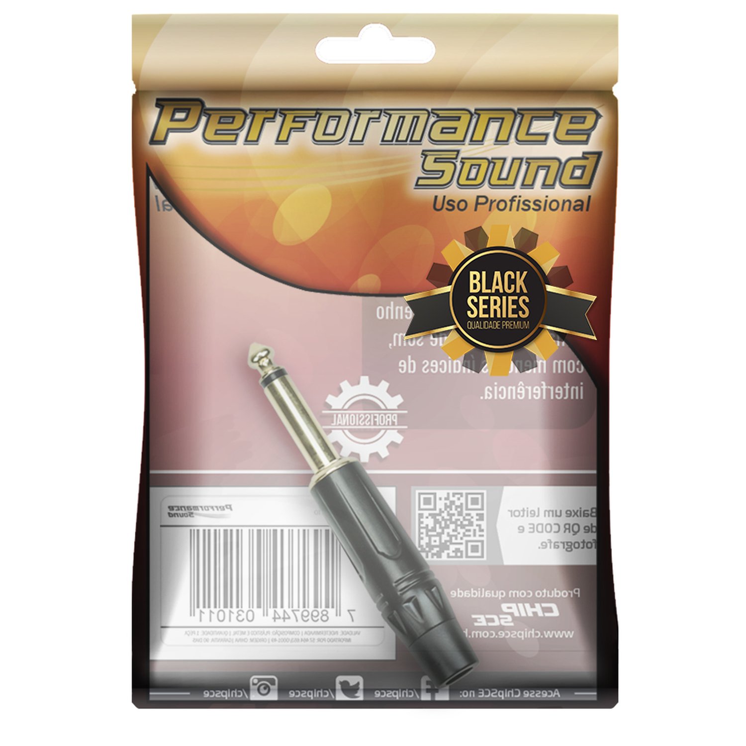 Plug P10 Black Series - P10 Mono Preto - Macho