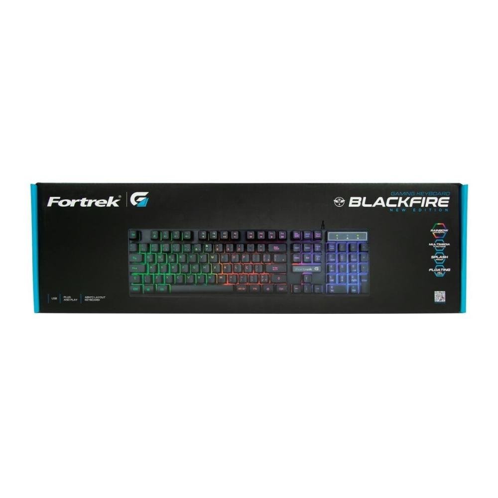 Teclado Gamer Multimidia Fortrek BlackFire New Preto