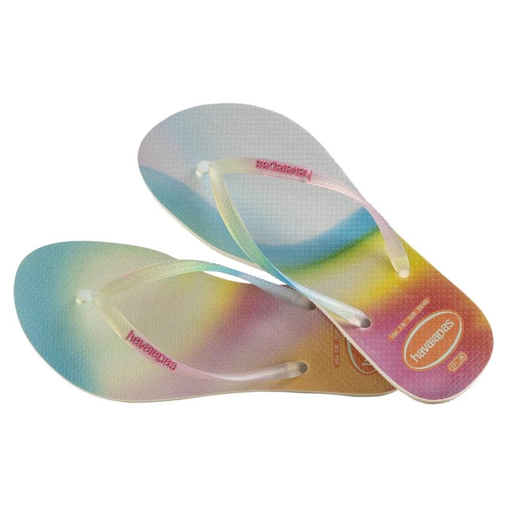 Havaianas Slim Metallic Rainbow Bege Palha 37/38