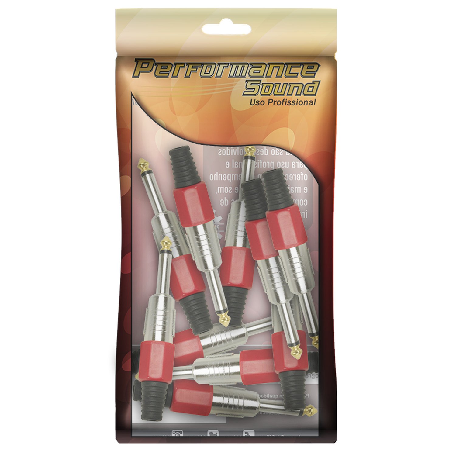 Plug P10 Chrome - P10 Mono Ponta Gold Profissional - VermeLHo