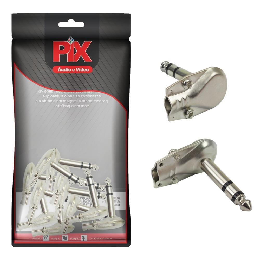 Plug P10 Metal - P10 Cachimbo Metal 90 Graus - Versão Estéreo