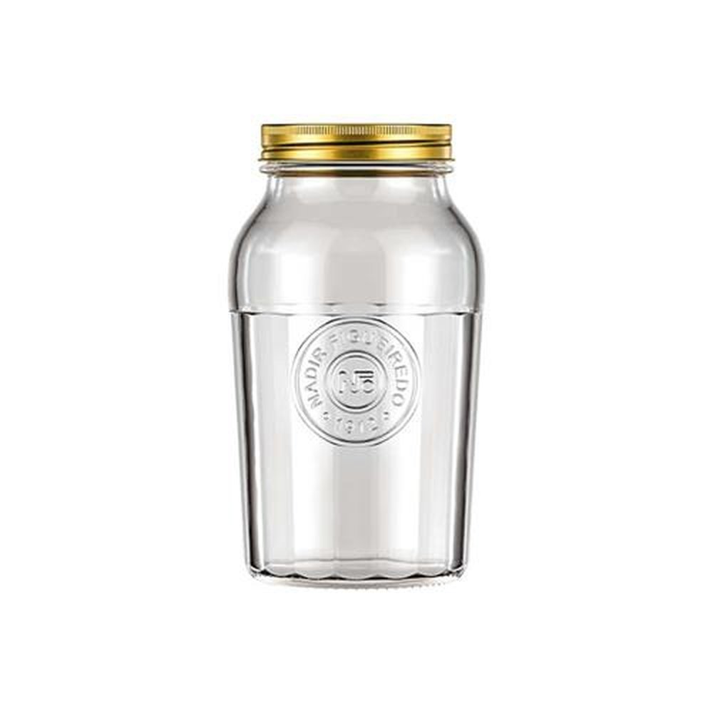 Pote Vidro 1,5L Americano Vintage Vidro Incolor com Tampa Metalizada