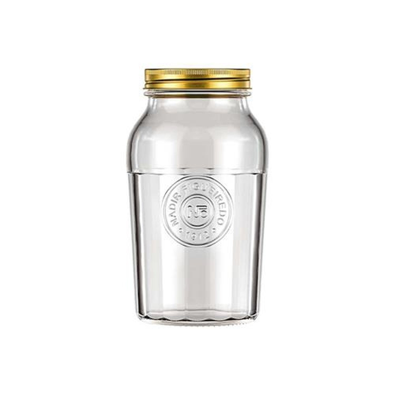 Pote Vidro 1,5L Americano Vintage Vidro Incolor Com Tampa Metalizada