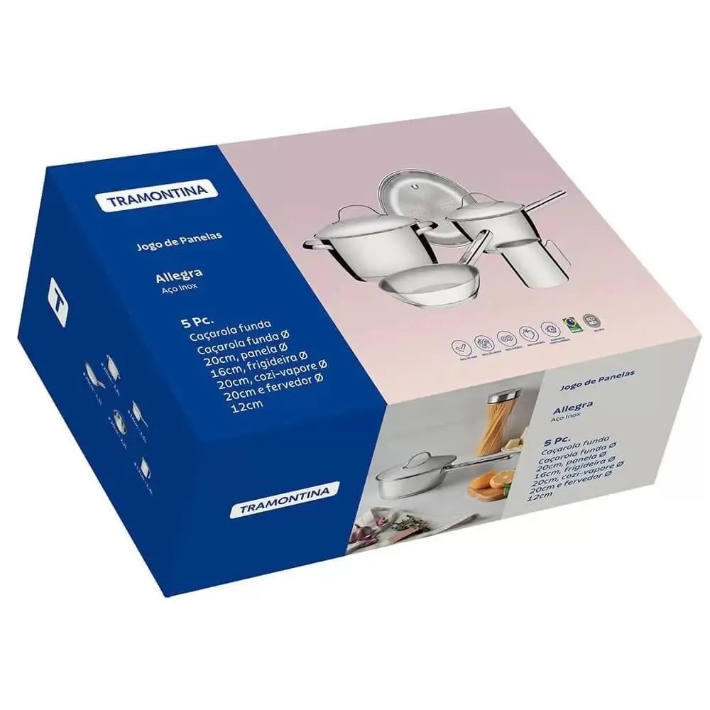 Jogo de Panelas 5 Peças Inox Allegra Tramontina