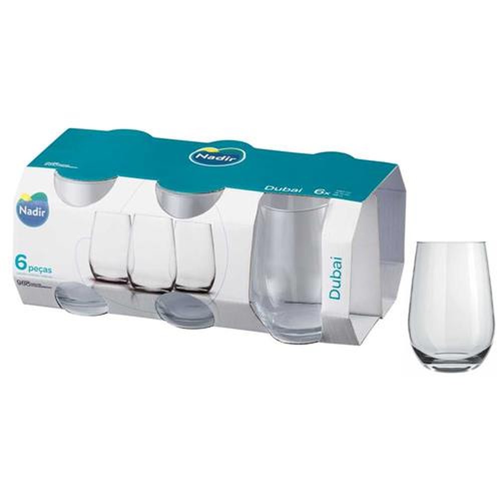 Copo Dubai 480mL Long Drink com 6 peças Vidro Incolor Nadir