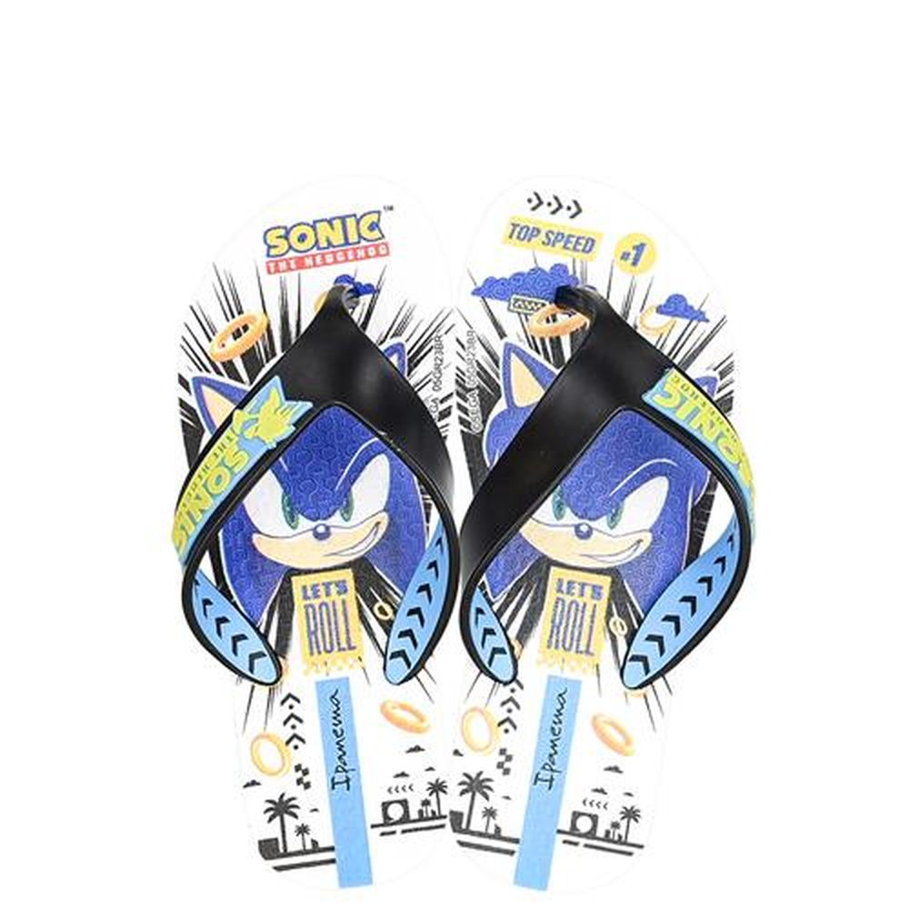 Chinelo Infantil Sonic 26958 Branco - Preto - Grade com 12 pares
