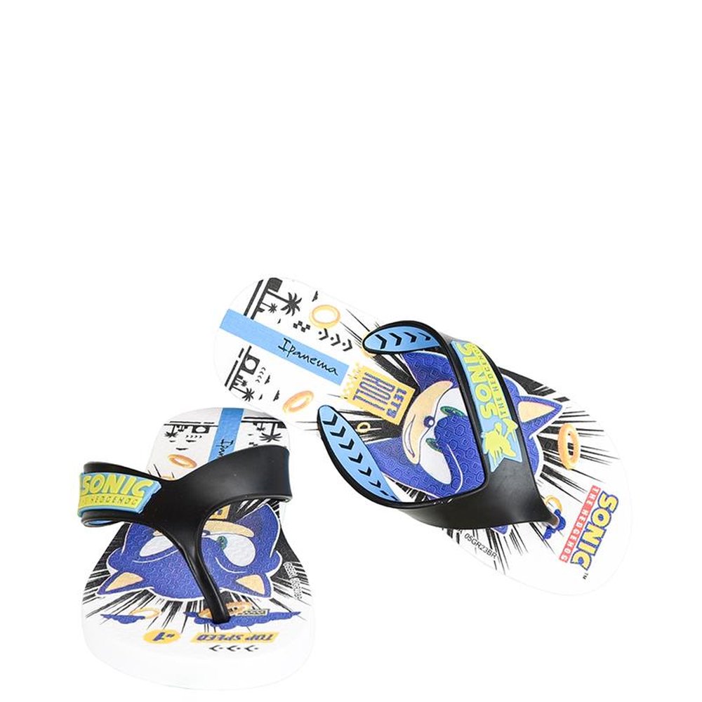 Chinelo Infantil Sonic 26958 Branco - Preto - Grade com 12 pares