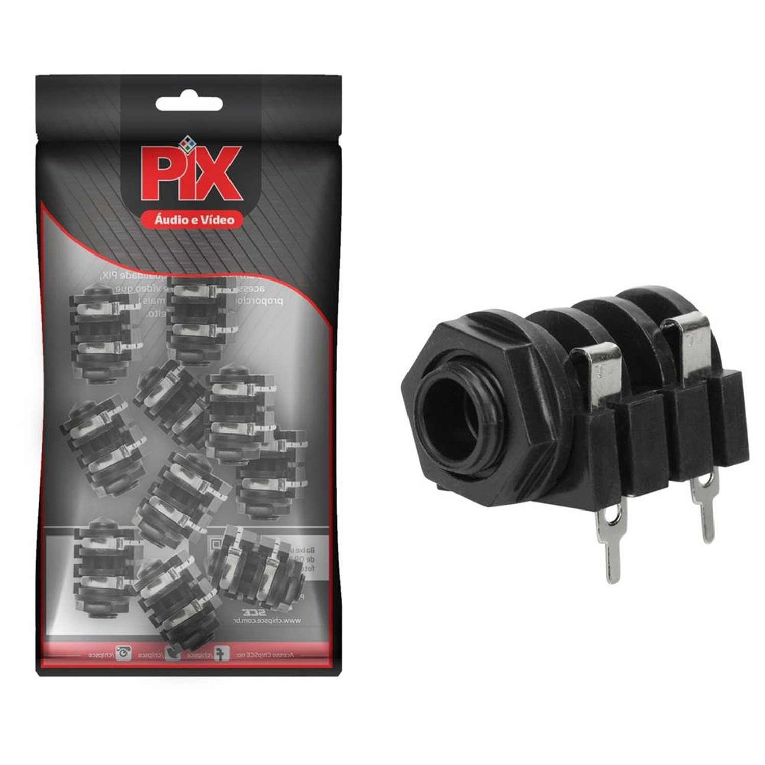 Jack J10 PCI - Mono Circuito Aberto - 90 Graus