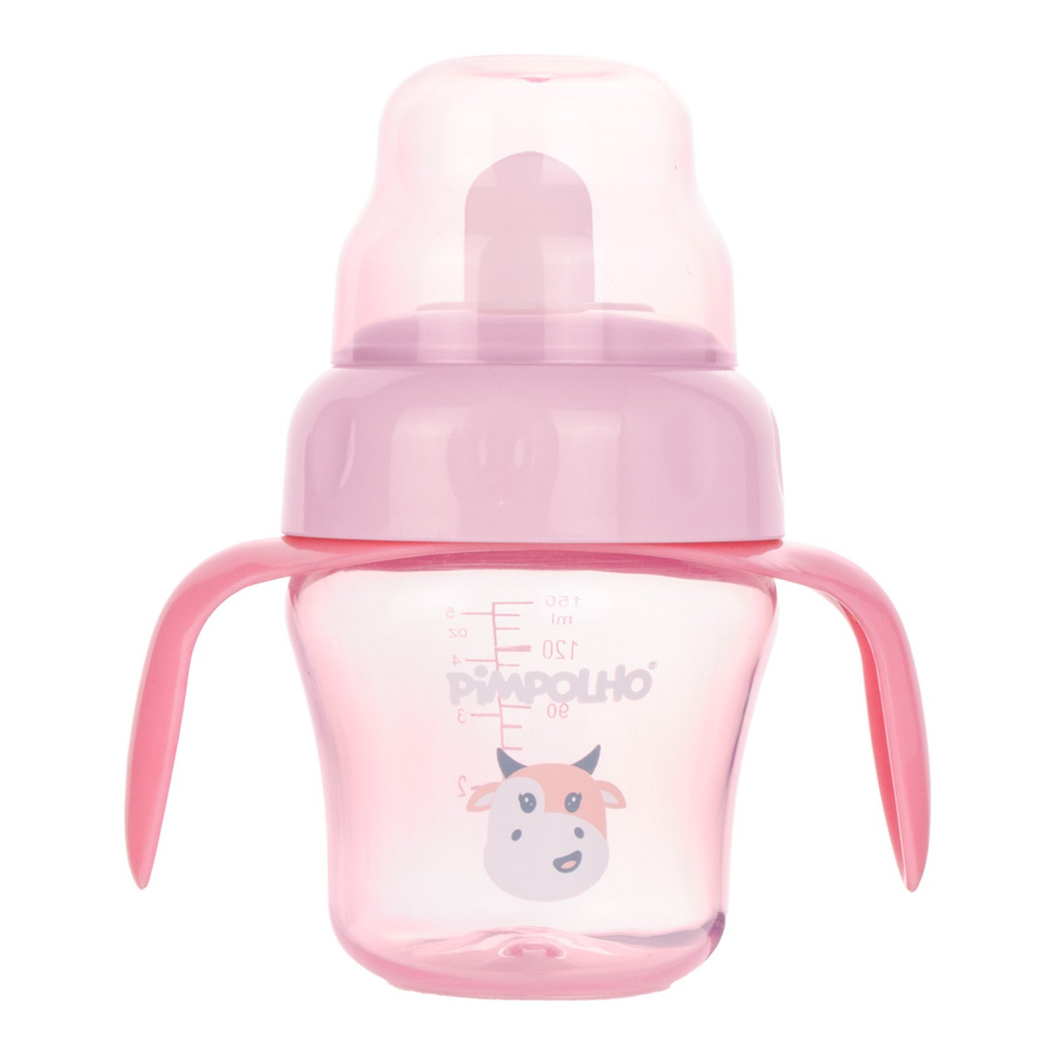Kit Copo De Treinamento Com Alça E Bico Flexível 150Ml Vaquinha Feminino Pimpolho Com 1 Unidade.