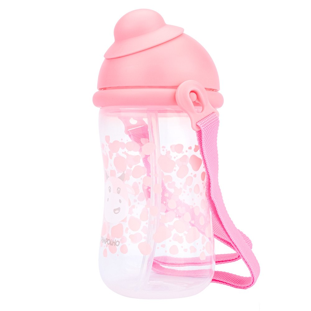 Kit Garrafa Com Tampa Retrátil E Cordinha 400Ml Feminino Pimpolho Com 2 Unidades.