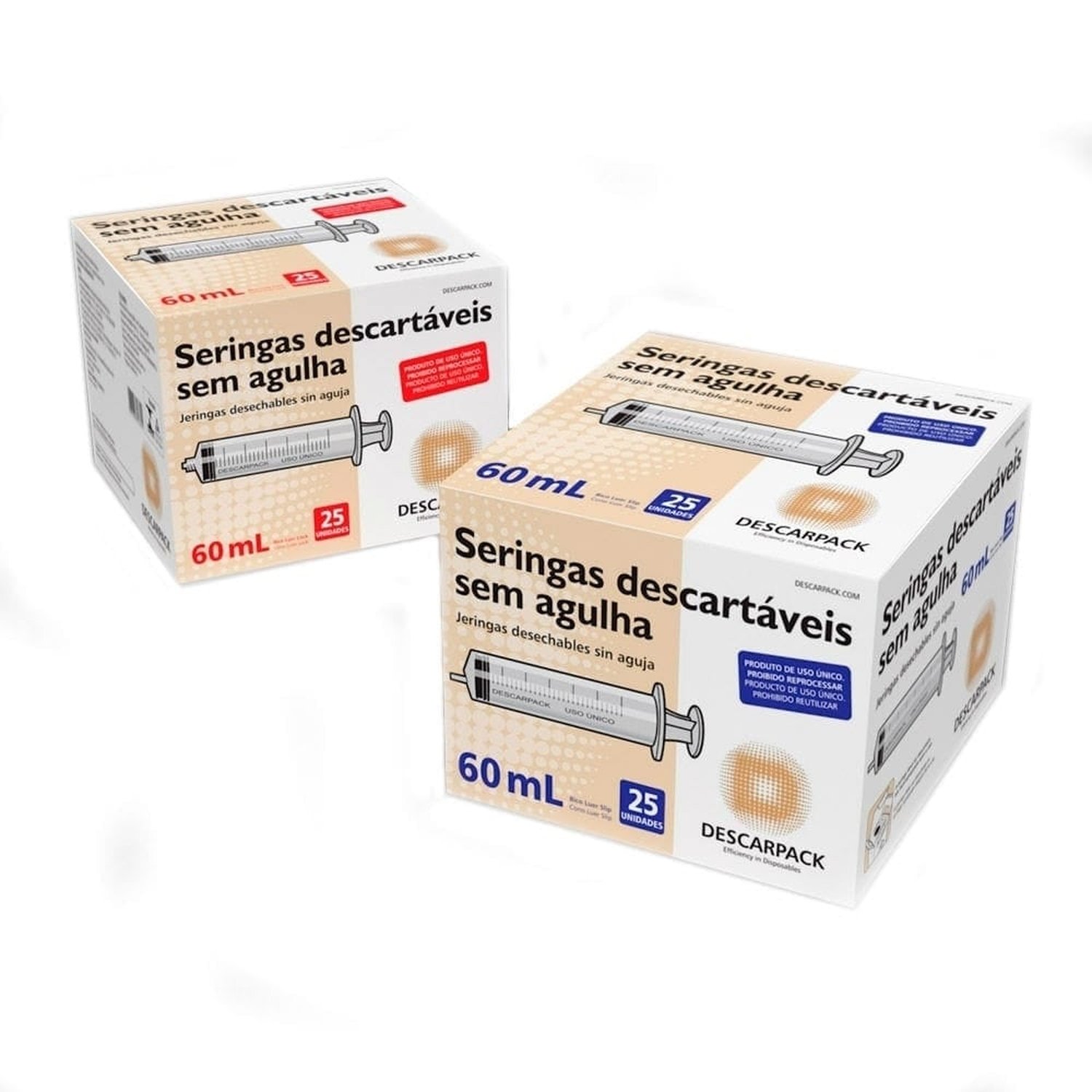 Seringa Descarpack Bico Luer Slip sem Agulha 5ml - Embalagem com 100 unidades
