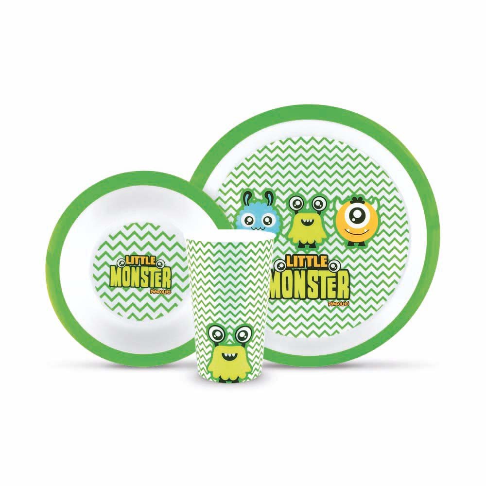 Kit Alimentação 3 Peças: Prato, Tigela E Copo Masculino Pimpolho Com 3 Unidades.