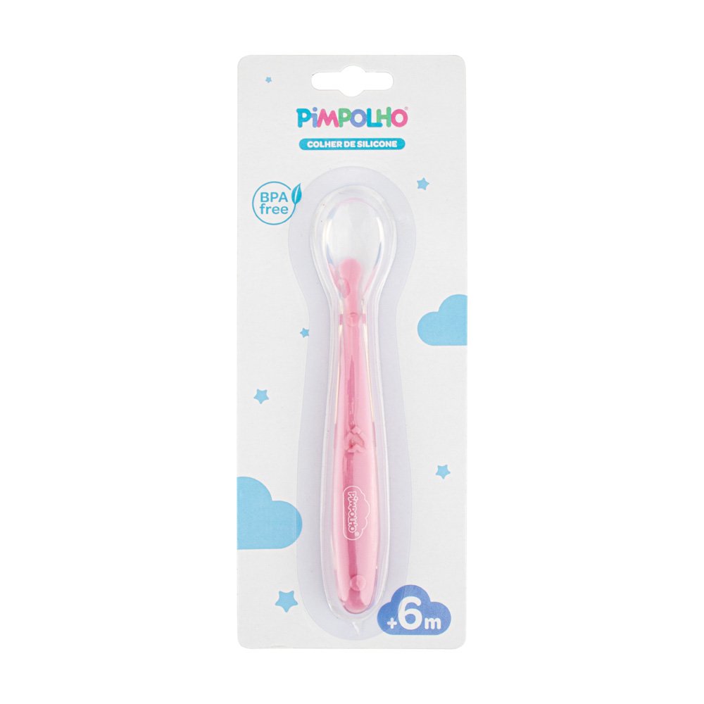 Kit Colher Infantil De Silicone Feminino Pimpolho Com 12 Unidades.