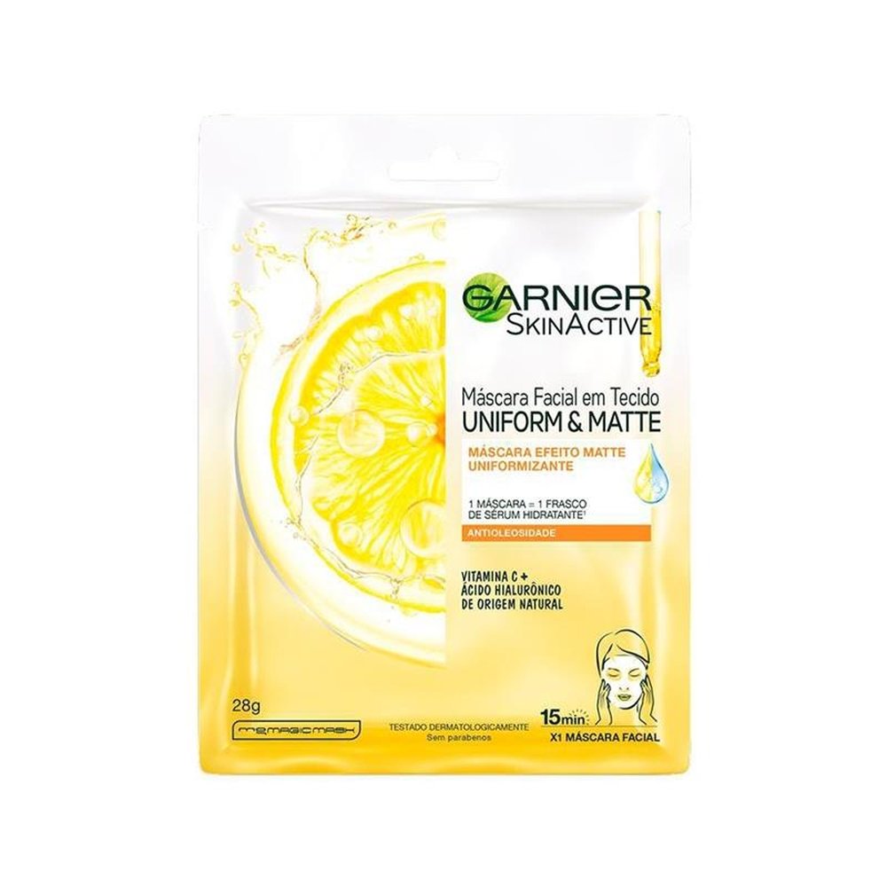 Máscara Facial Garnier em Tecido com Vitamina C Efeito Matte 28g