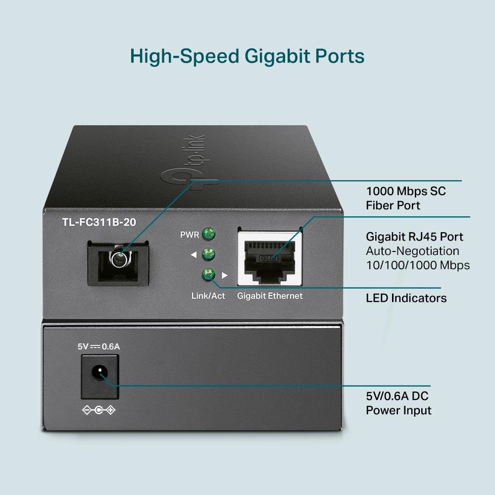 Conversor De Mídia WDM, Gigabit - TL-FC311B-20