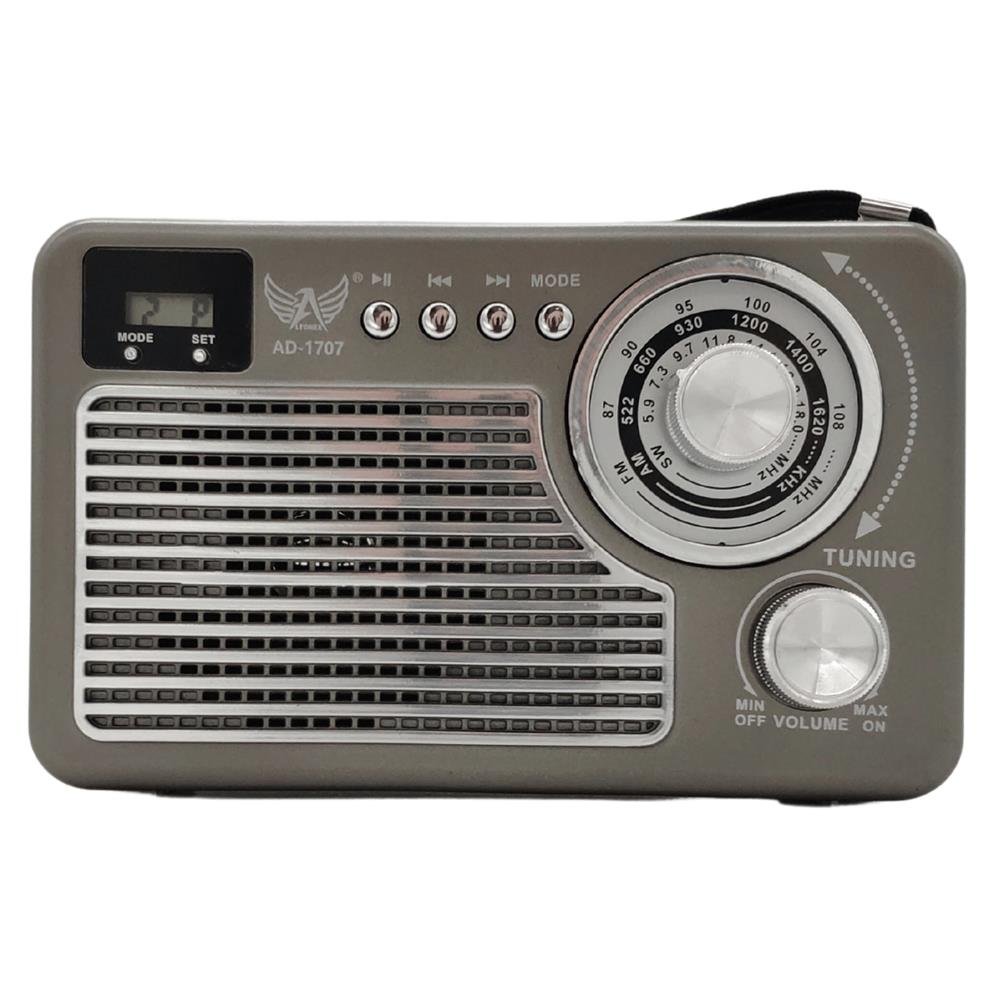 Rádio FM AM SW Bluetooth USB Pendrive Cartão Auxiliar Relógio Altomex Prata
