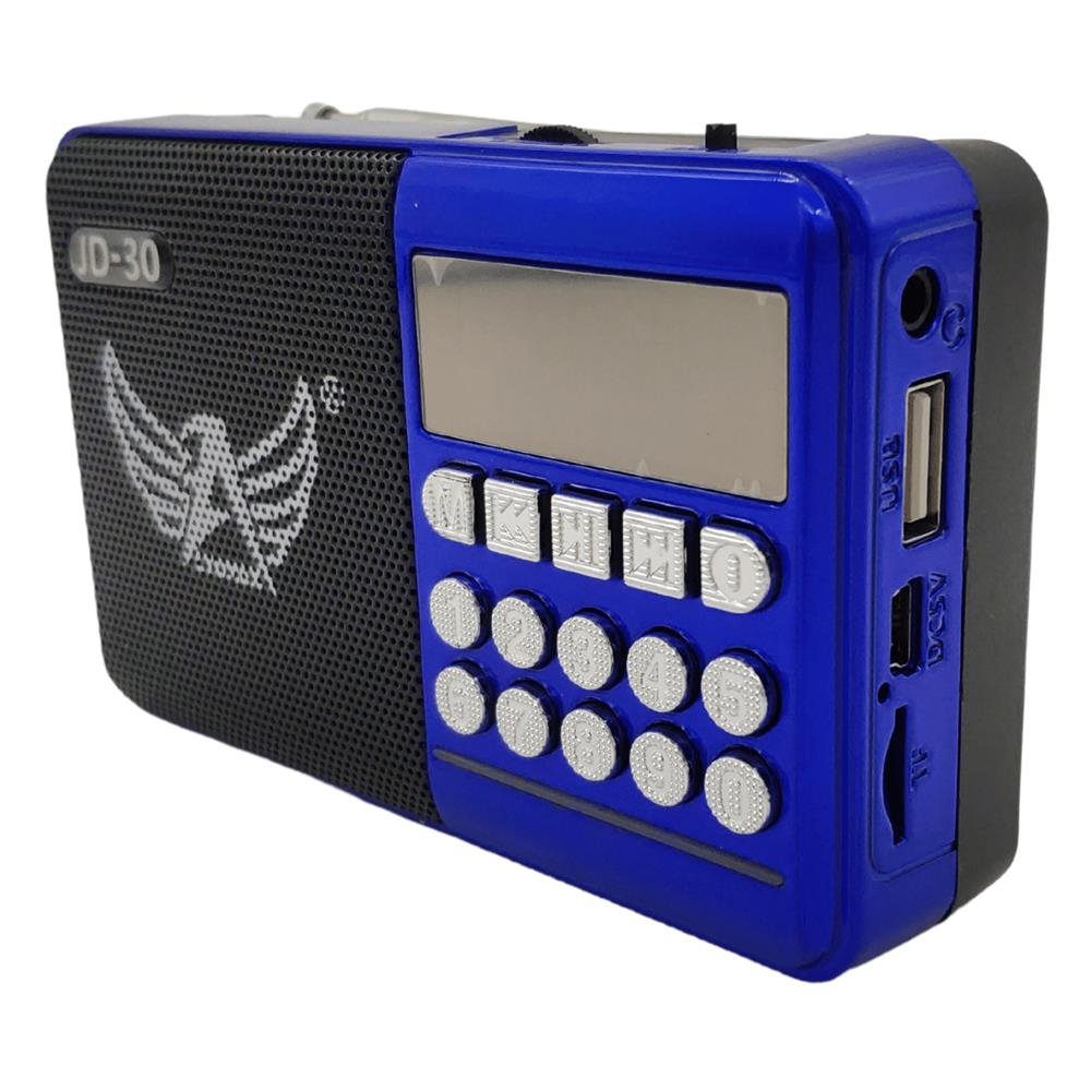 Rádio Digital FM Bluetooth Cartão TF Pen Drive Usb Antena Jogo Futebol Altomex Azul