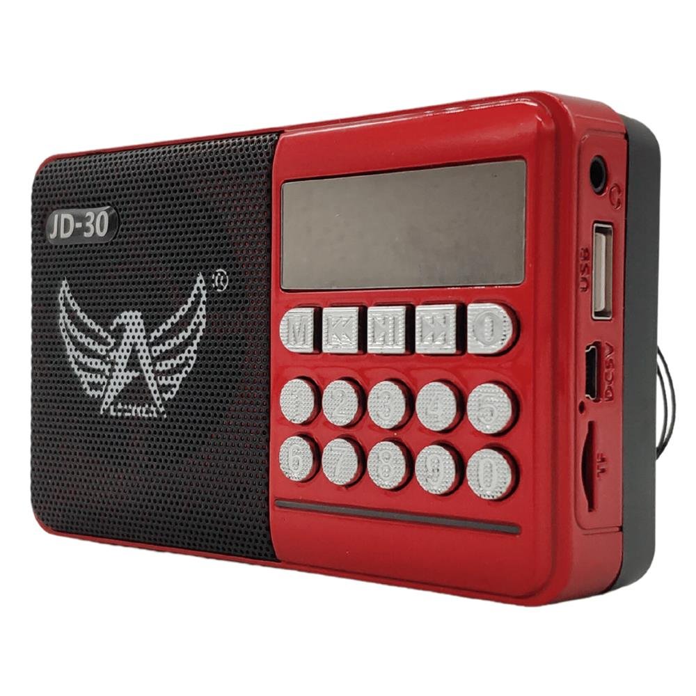 Rádio Digital FM Bluetooth Cartão TF Pen Drive Usb Antena Jogo Futebol Altomex Vermelho