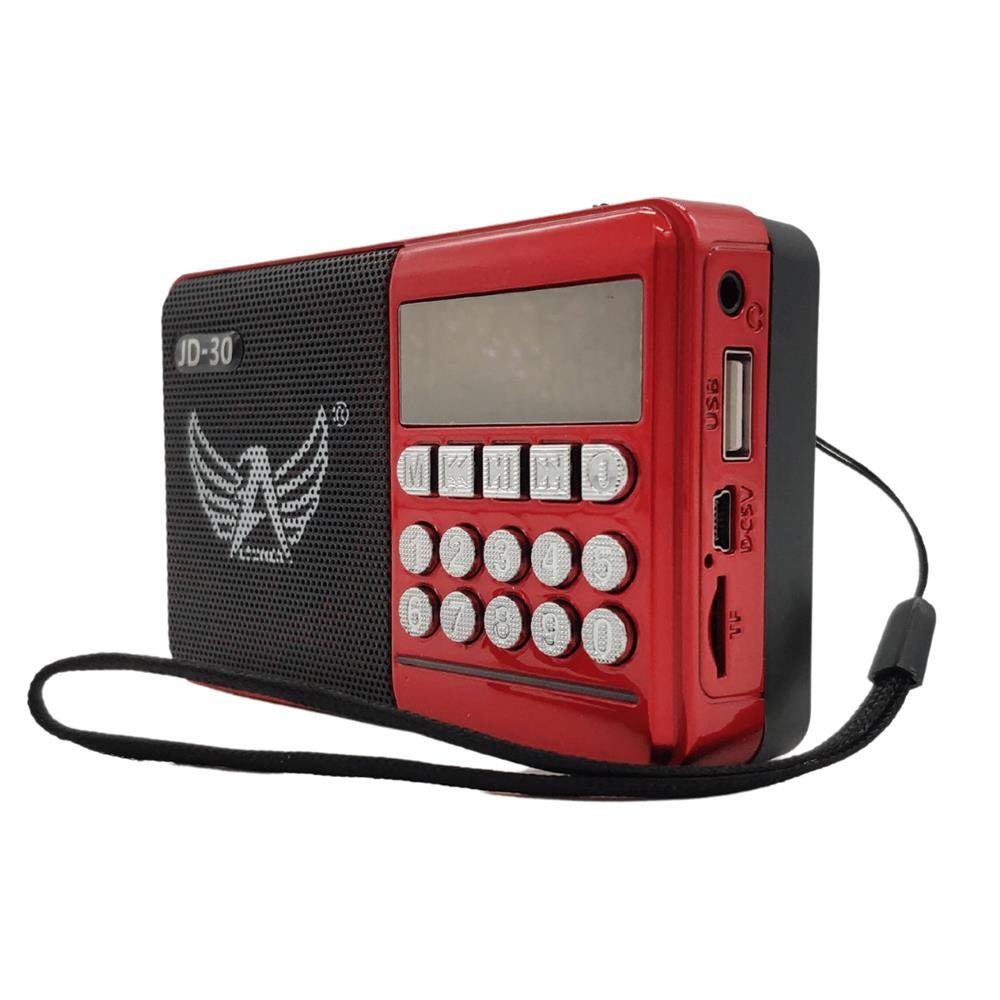 Rádio Digital FM Bluetooth Cartão TF Pen Drive Usb Antena Jogo Futebol Altomex Vermelho