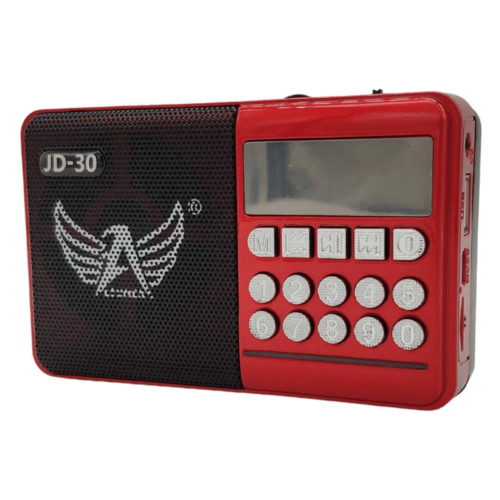 Rádio Digital FM Bluetooth Cartão TF Pen Drive Usb Antena Jogo Futebol Altomex Vermelho