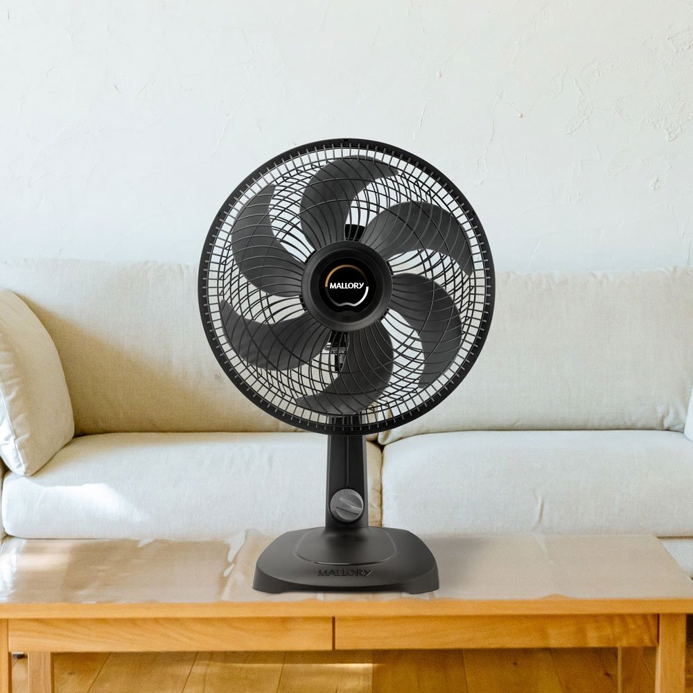 Ventilador Mesa Mallory Compact 30cm com 3 Velocidades Preto 110V