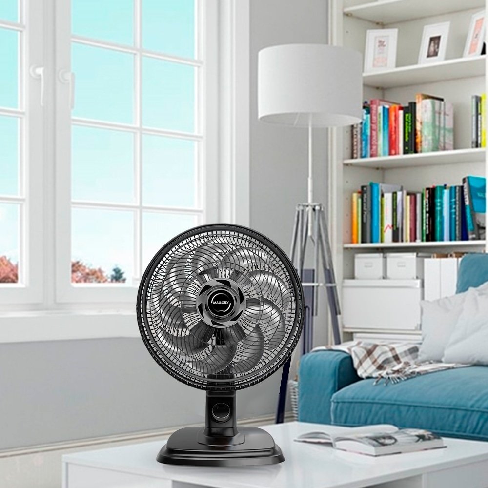 Ventilador Mesa Mallory EGEO 2 em 1, 40cm com 3 Velocidades, Preto, 110V