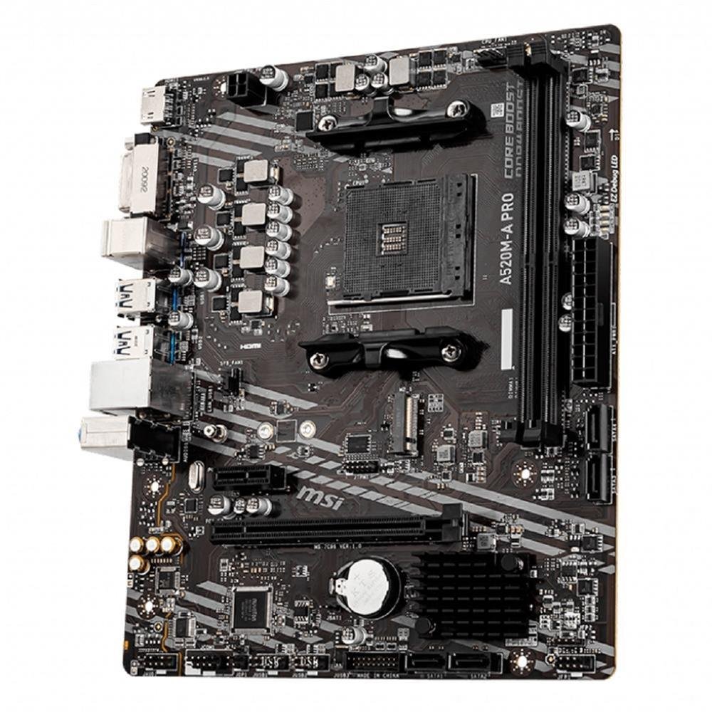 Placa Mãe MSI A520M-A Pro, Chipset A520, AMD AM4, mATX, DDR4