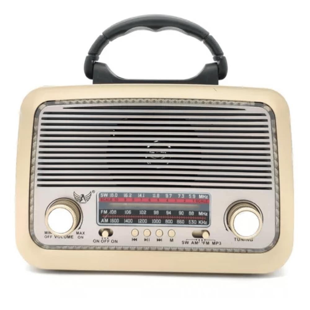 Rádio Retro Bluetooth Am Fm Sw Usb Bateria Recarregavel Aux Sd Marrom Escuro