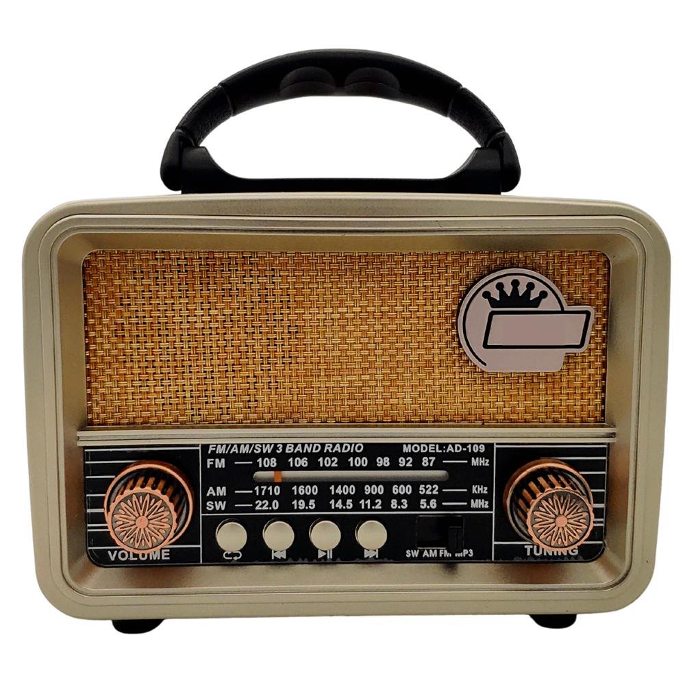 Radio Retro Bluetooth Antigo Fm Am Sw Recarregável Pendrive USB Cartão SD Dourado