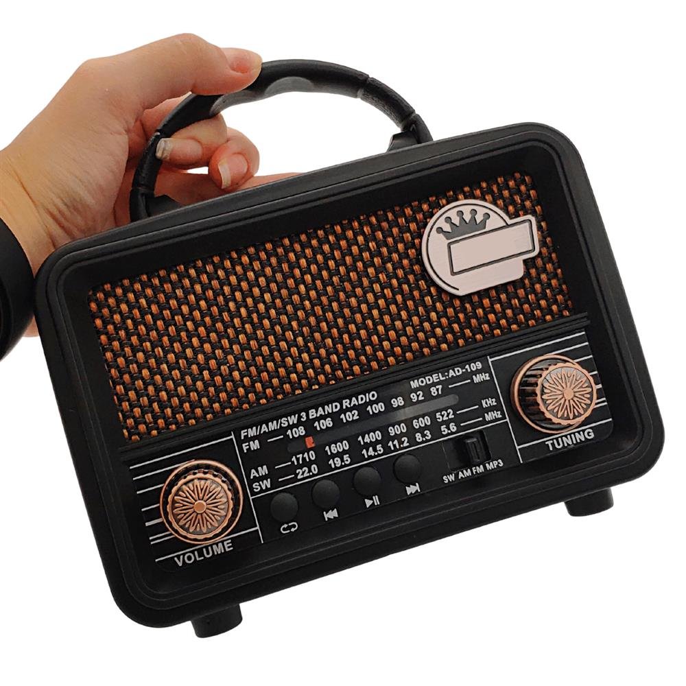 Radio Retro Bluetooth Antigo Fm Am Sw Recarregável Pendrive USB Cartão SD Preto