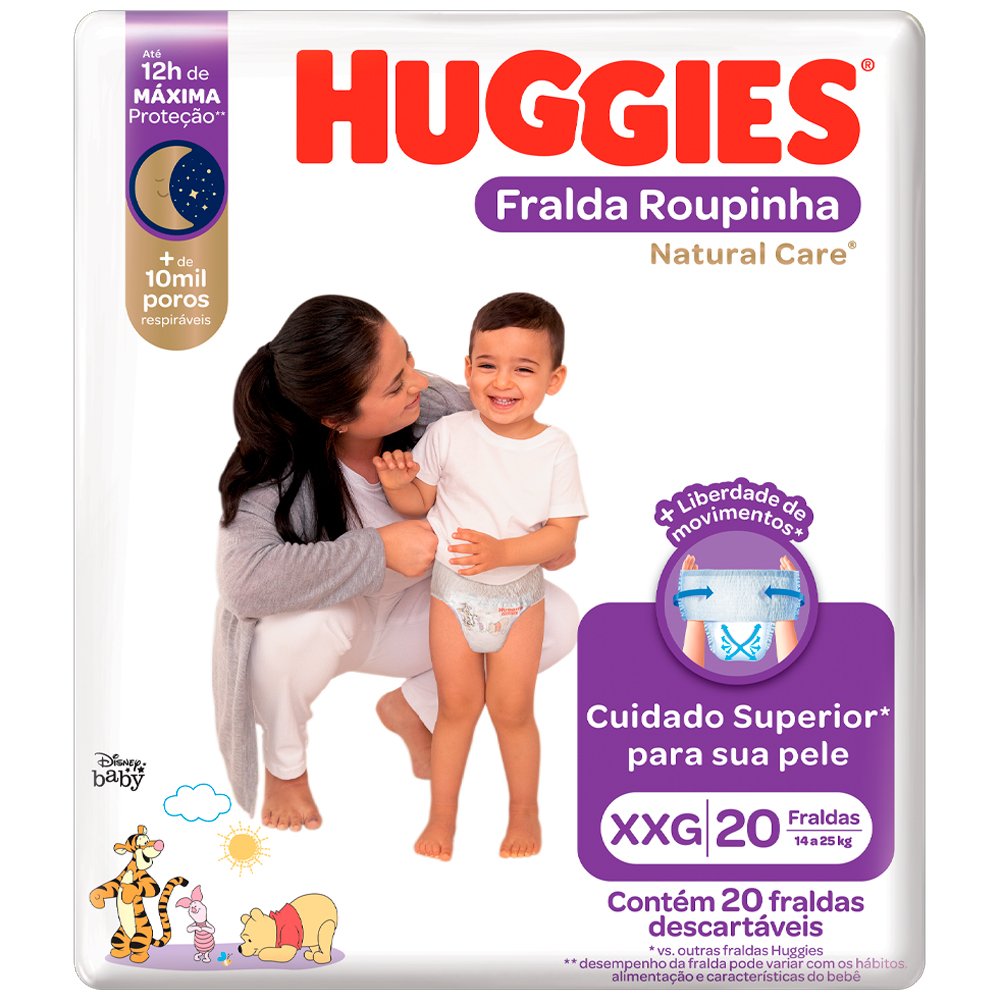 Fralda Roupa Huggies Natural Care Mega Xxg 20 Unidades