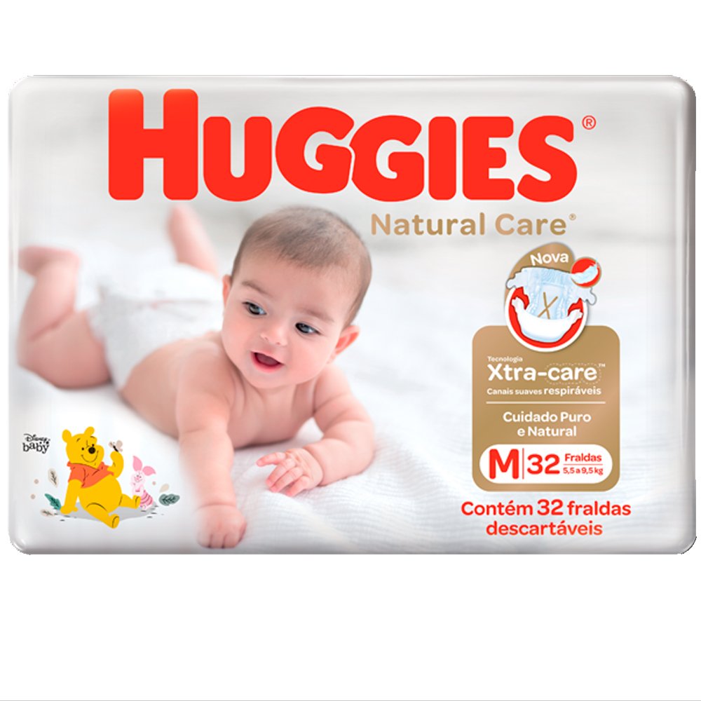 Fralda Huggies Natural Care Mega M 32 Unidades