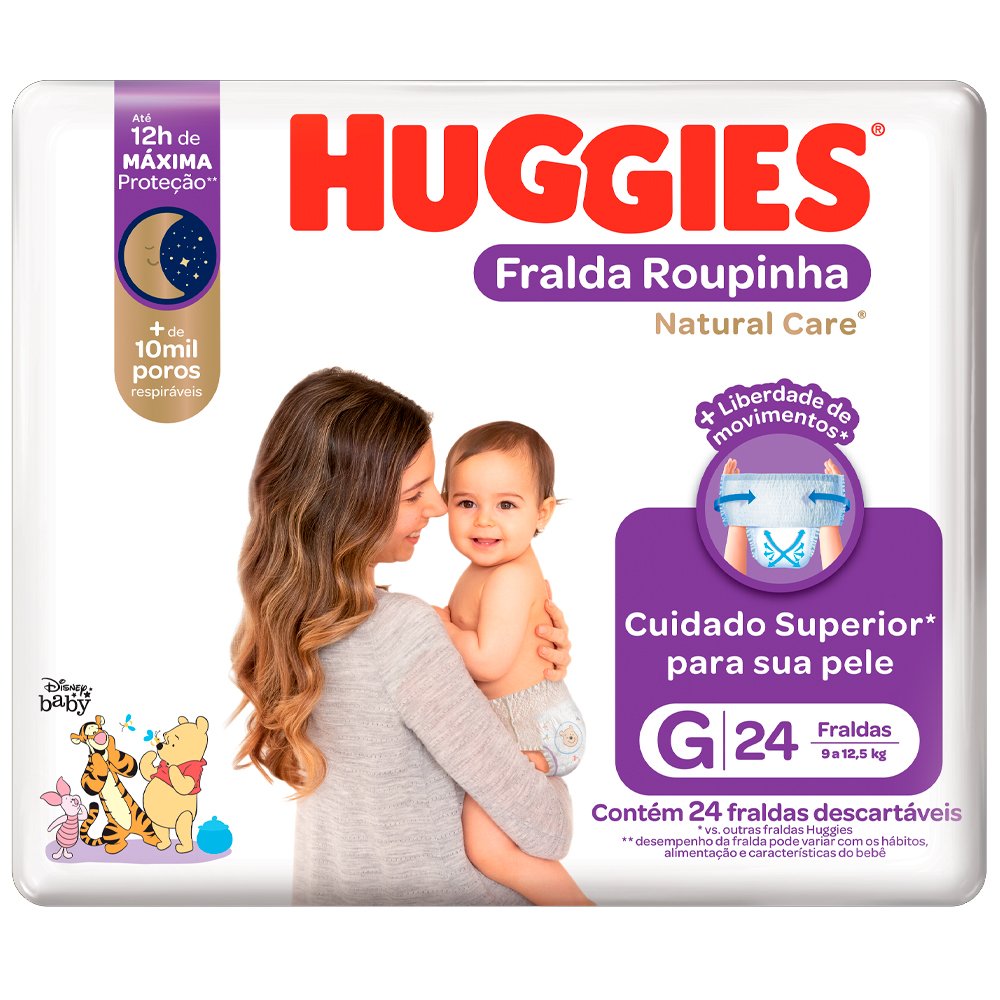 Fralda Roupa Huggies Natural Care Mega G 24 Unidades