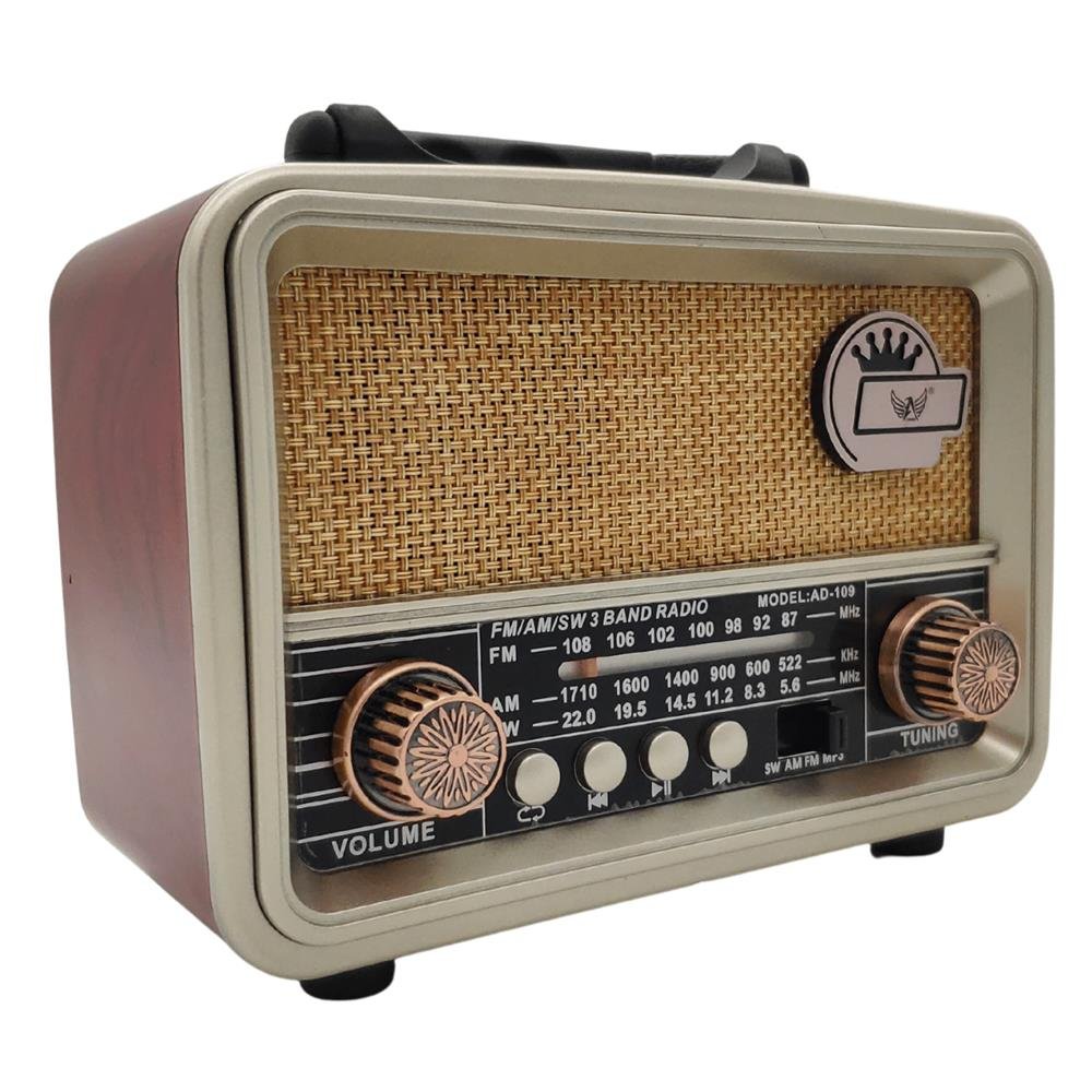 Radio Retro Bluetooth Fm Am Sw Recarregável Pendrive USB Cartão SD Antigo Dourado