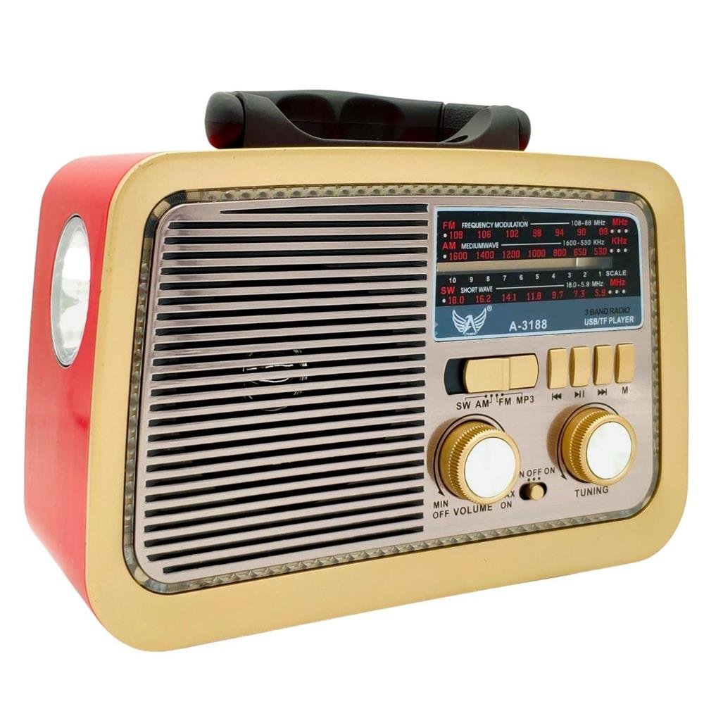Rádio Retro Vintage Estilo Antigo Usb Bluetooth Fm Am Bivolt Vermelho