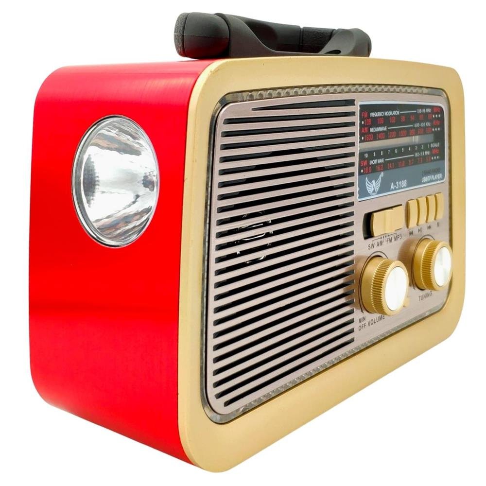 Rádio Retro Vintage Estilo Antigo Usb Bluetooth Fm Am Bivolt Vermelho