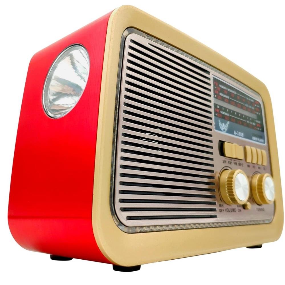 Rádio Retro Vintage Estilo Antigo Usb Bluetooth Fm Am Bivolt Vermelho