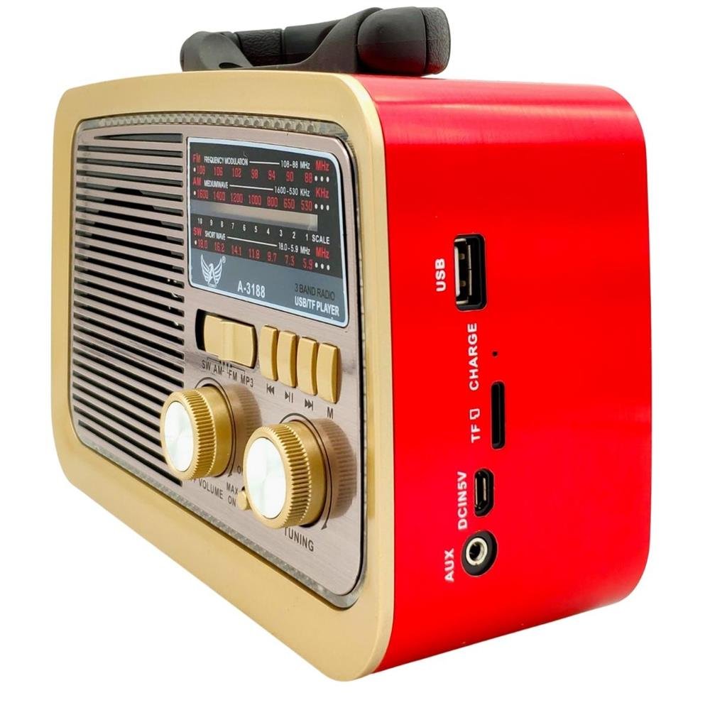 Rádio Retro Vintage Estilo Antigo Usb Bluetooth Fm Am Bivolt Vermelho