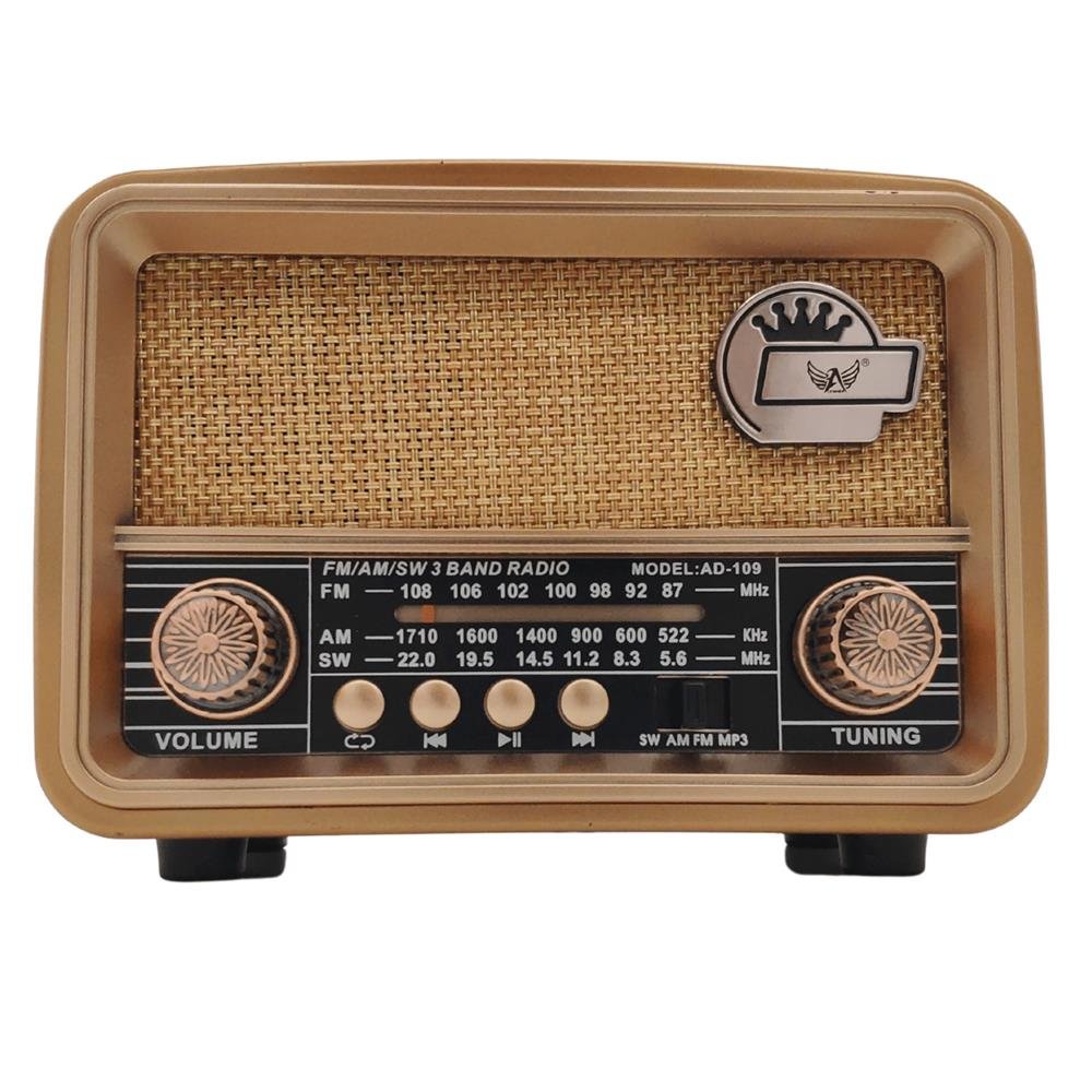 Radio Retro Bluetooth Fm Am Sw Recarregável Pendrive USB Cartão SD Antigo Cobre