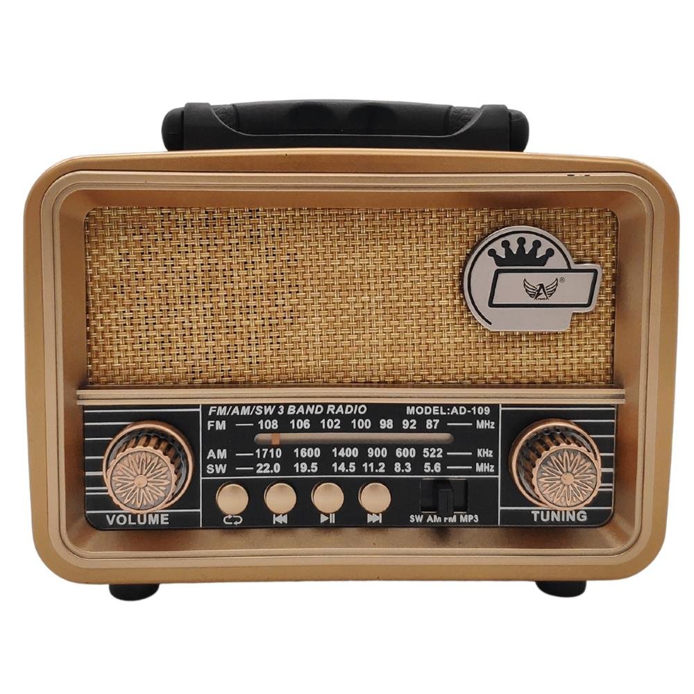 Radio Retro Bluetooth Fm Am Sw Recarregável Pendrive USB Cartão SD Antigo Cobre