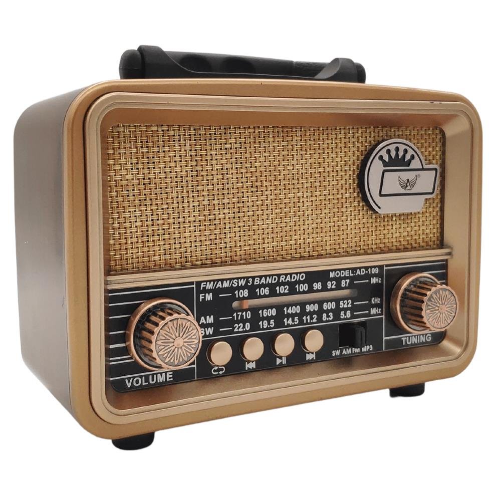 Radio Retro Bluetooth Fm Am Sw Recarregável Pendrive USB Cartão SD Antigo Cobre