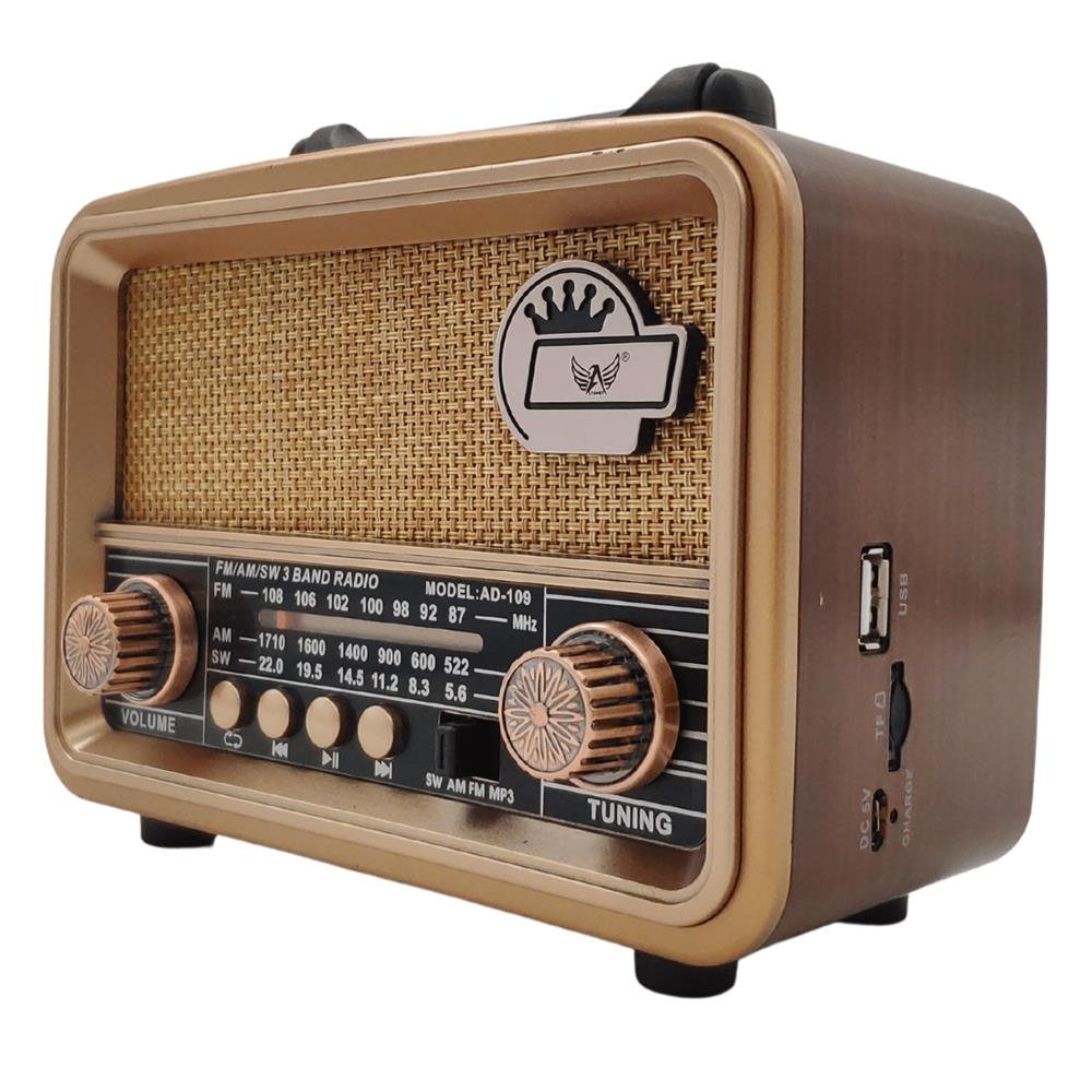 Radio Retro Bluetooth Fm Am Sw Recarregável Pendrive USB Cartão SD Antigo Cobre