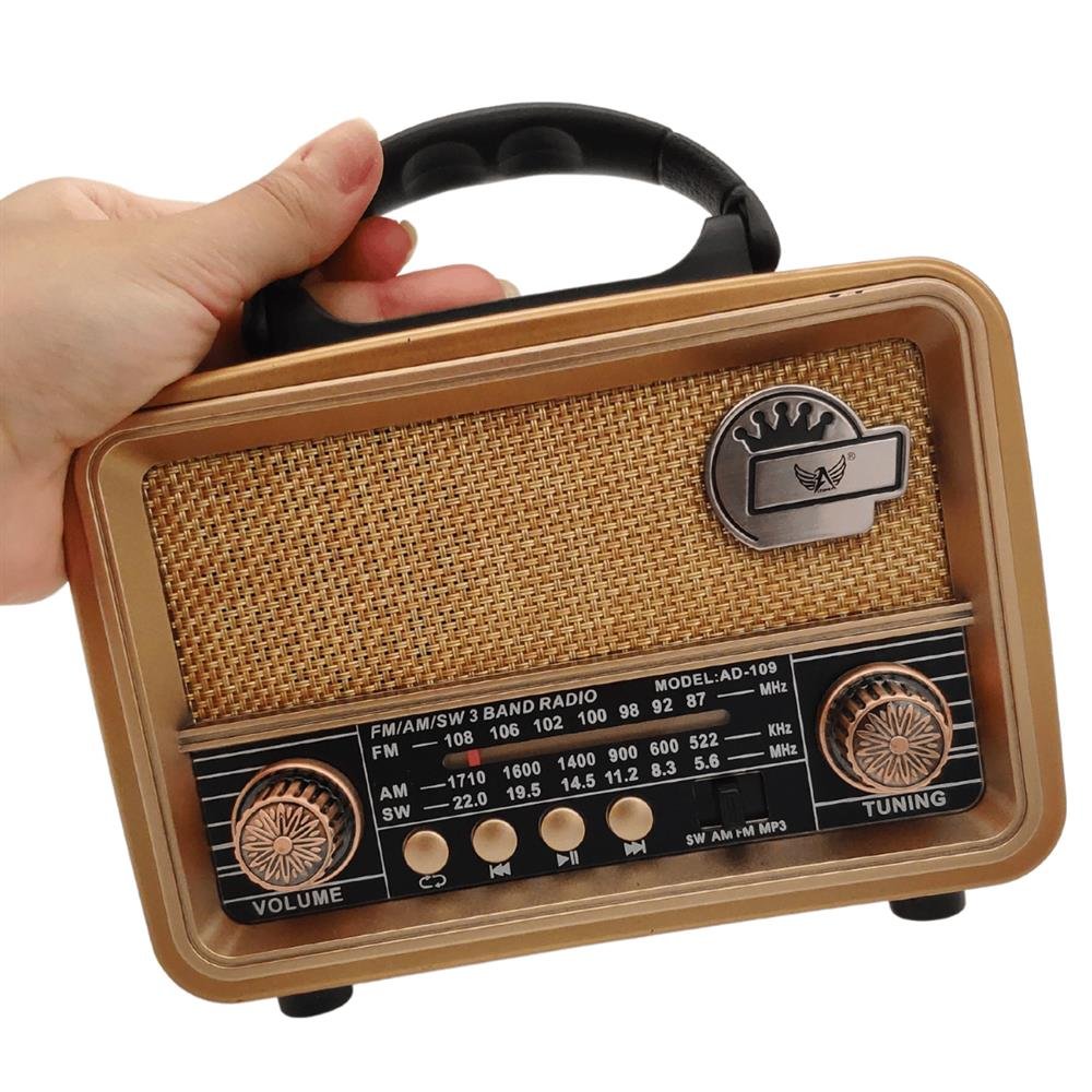 Radio Retro Bluetooth Fm Am Sw Recarregável Pendrive USB Cartão SD Antigo Cobre