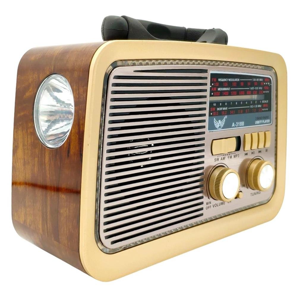 Rádio Retro Vintage Estilo Antigo Usb Bluetooth Fm Am Bivolt Marrom Escuro