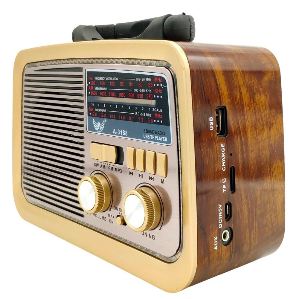 Rádio Retro Vintage Estilo Antigo Usb Bluetooth Fm Am Bivolt Marrom Escuro