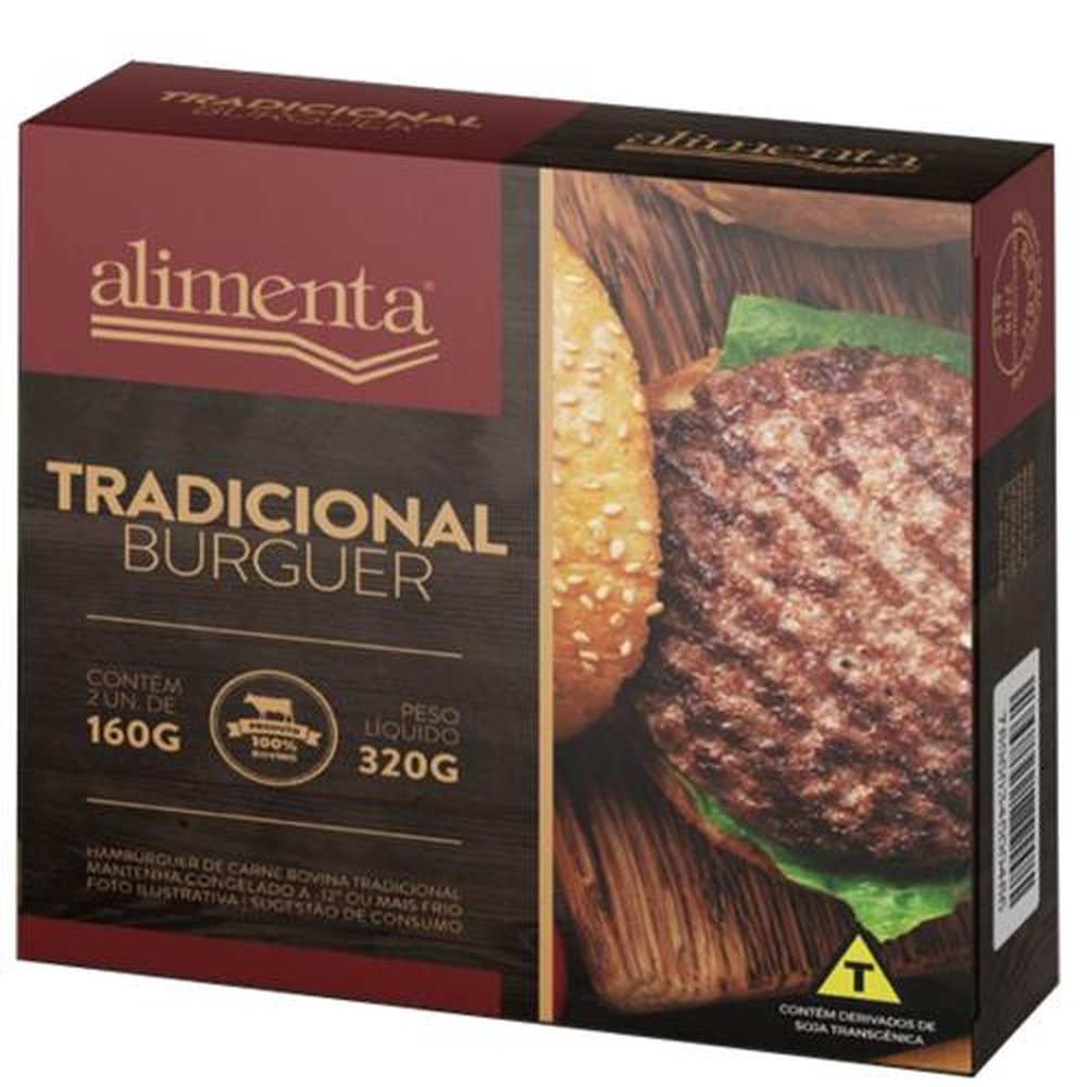 Hambúrguer de Carne Bovina Tradicional - contém 2 unidades de 160G - peso liquido 320g